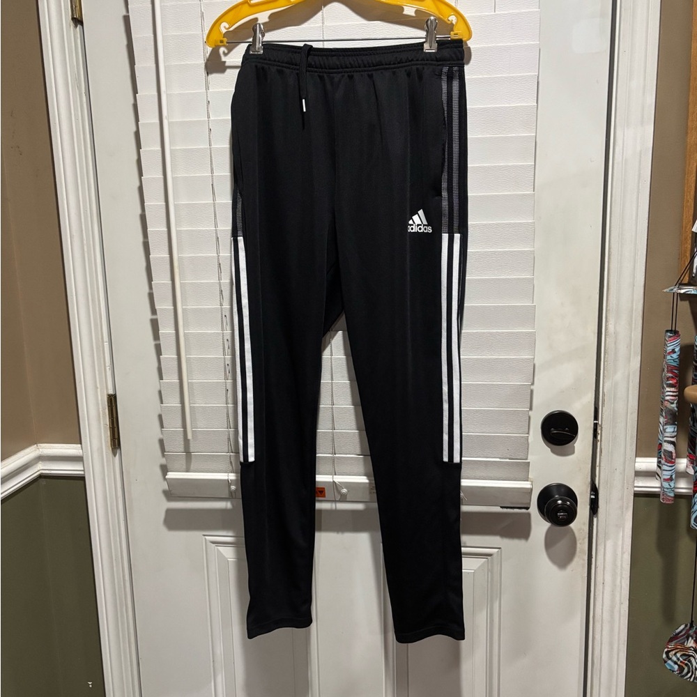 Adidas Black Joggers with White Accents